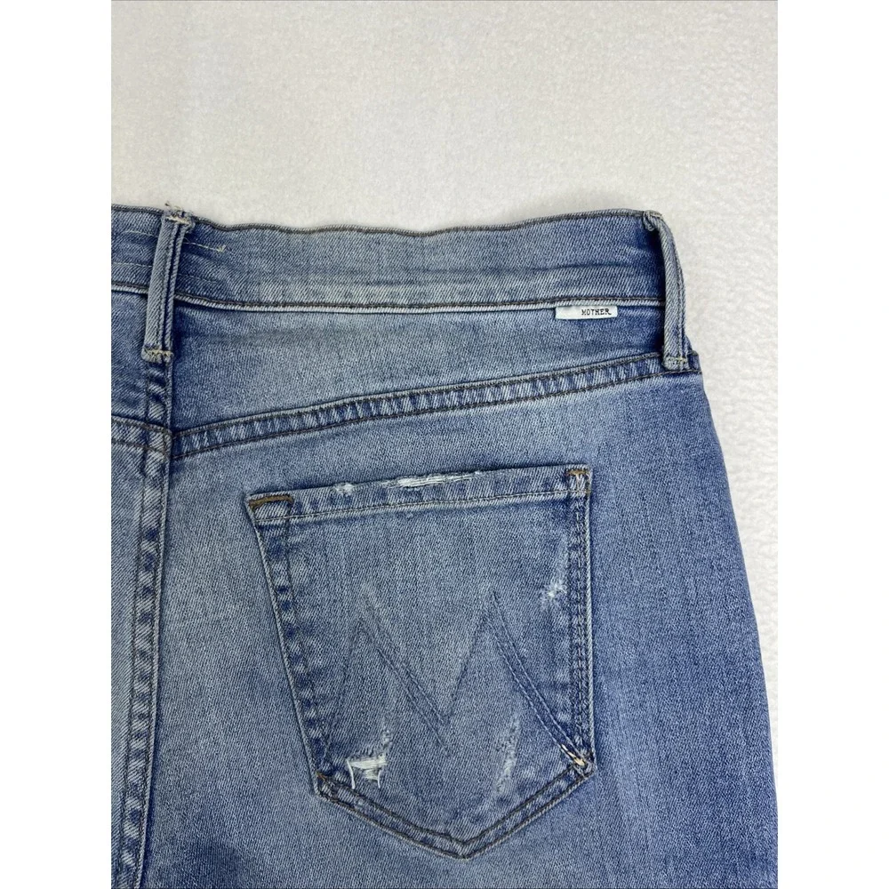 Mother Undone Drop Out Hem Cliffhanger Jeans Blue Size 27 Distressed Low Rise